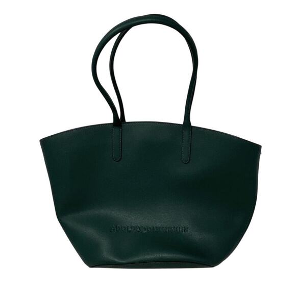 Adolfo Dominguez‎ Women's Green Leather Shoulder Bag Double Handle 18"x11"x5"​ - Picture 1 of 7